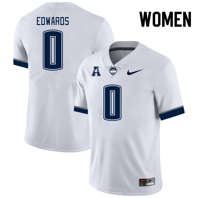 Women #0 Camryn Edwards Connecticut Huskies College Football Jerseys Stitched Sale-White